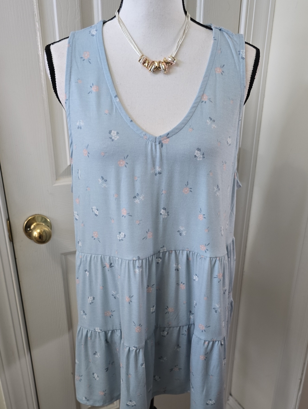 A:GLOW BRAND WOMEN'S BLUE FLORAL SLEEVELESS MATERNITY TOP SIZE XL - Picture 5 of 17